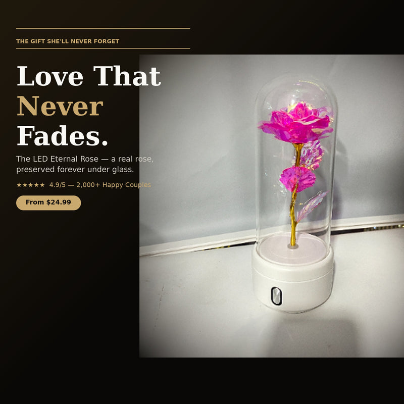 LED Eternal Rose Glass Dome - hero product shot