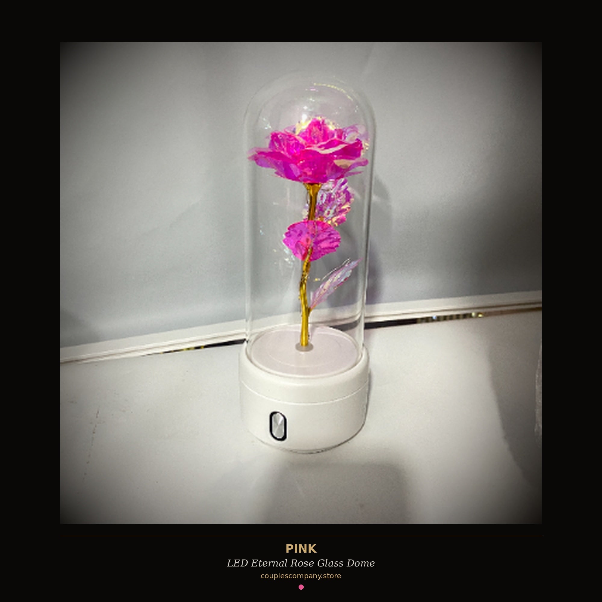 LED Eternal Rose Glass Dome - Pink variant